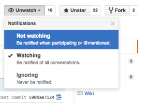 Update your watching status to "Watching" to be notified of conversations in the repository.